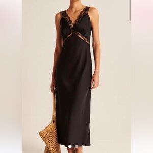 Abercrombie & Fitch lace trim satin dress